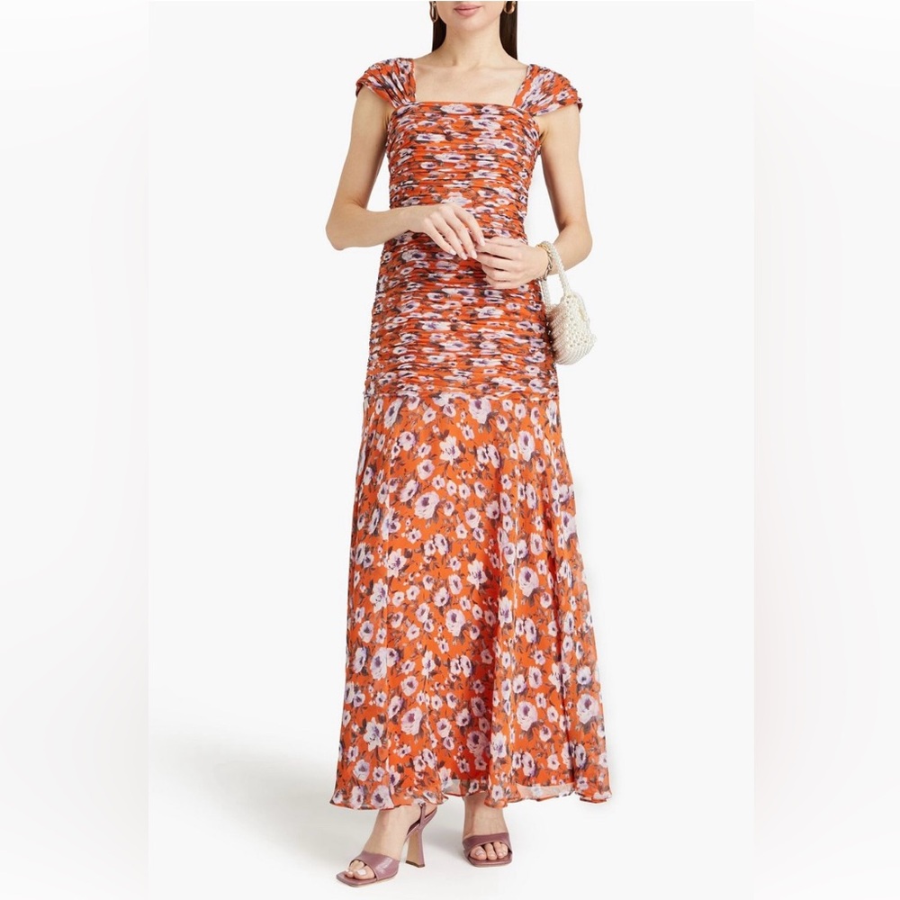 Mikael Aghal Floral Orange Maxi Dress